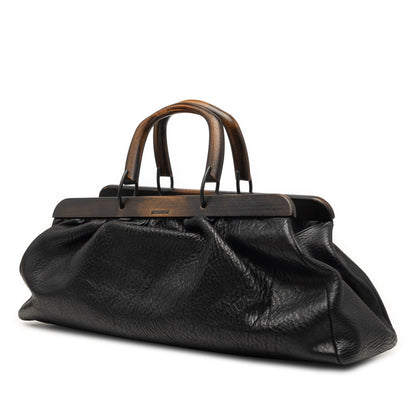 Gucci Calfskin Wood Frame Handbag