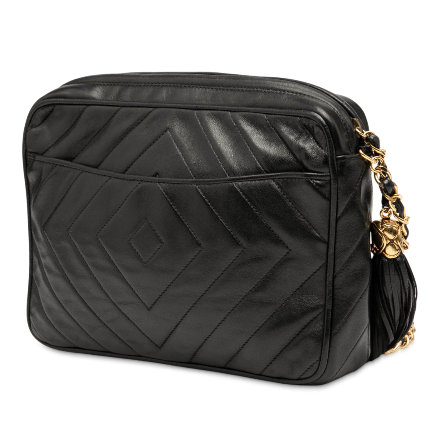 Chanel CC Chevron Quilted Lambskin Tassel Camera Case