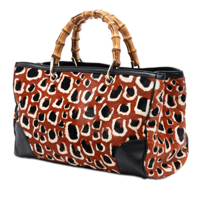 Gucci Medium Pony Hair Bamboo Shopper Satchel