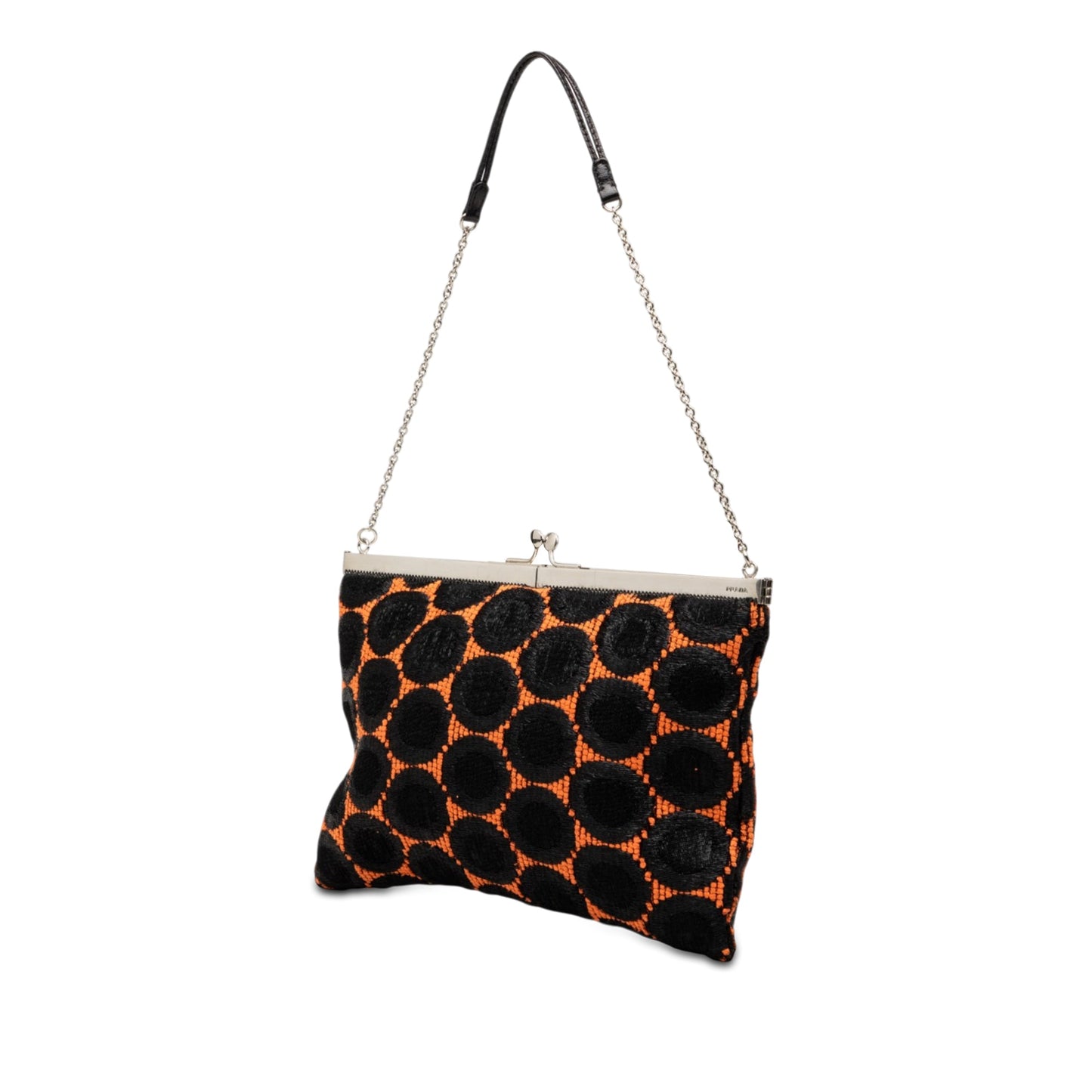Prada Jacquard Kisslock Clutch with Chain