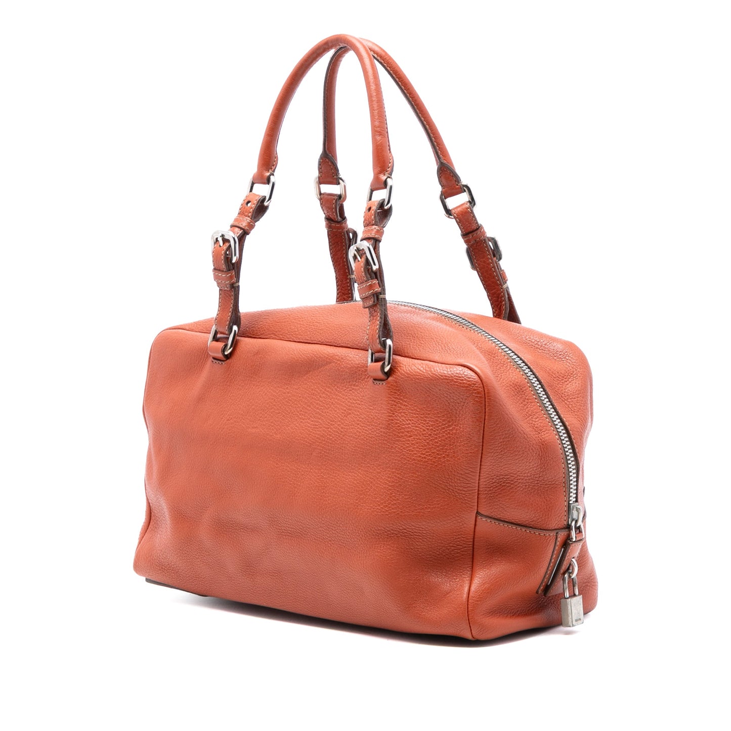 Prada Vitello Daino Embossed Logo Bauletto