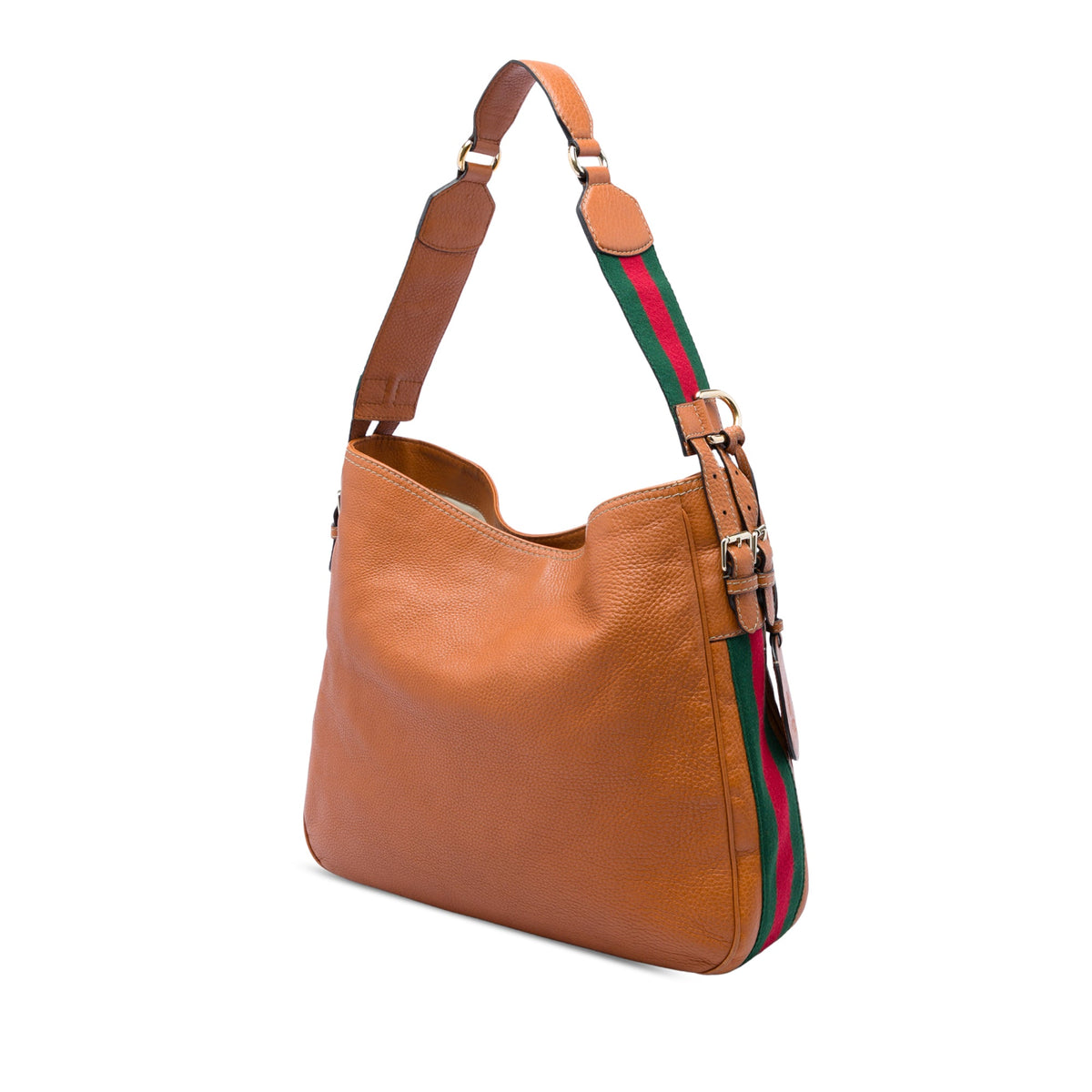 Gucci Medium Pebbled Calfskin Web Heritage Shoulder Bag