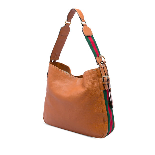 Gucci Medium Pebbled Calfskin Web Heritage Shoulder Bag