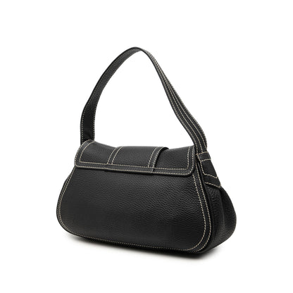 Celine Grained Leather Buckle Shoulder Bag