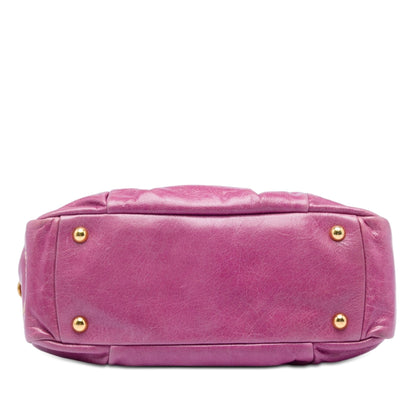 Miu Miu Bolso Satchel Bauletto con Fruncido Vitello Lux