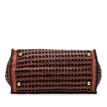 Prada Small Bicolor Woven Goatskin Madras Satchel