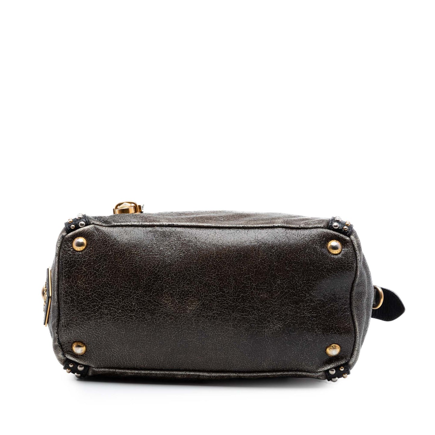 Prada Craquele Leather Studded Satchel