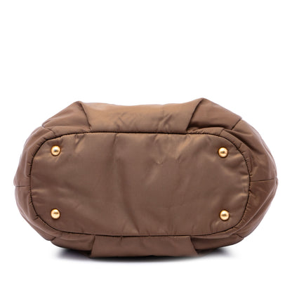 Prada Vitello Daino Trimmed Tessuto Satchel