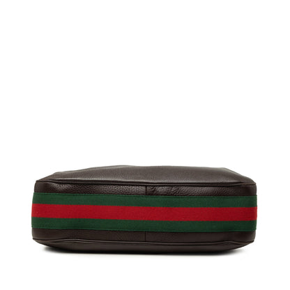 Gucci Medium Pebbled Calfskin Web Heritage Shoulder Bag