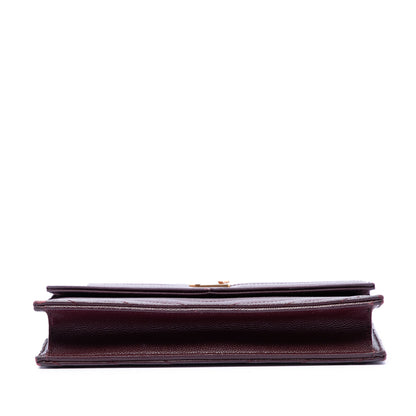 Saint Laurent Grain De Poudre Matelasse Chevron Monogram Chain Wallet