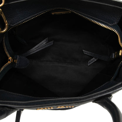 Miu Miu Goatskin Madras Front Pocket Satchel