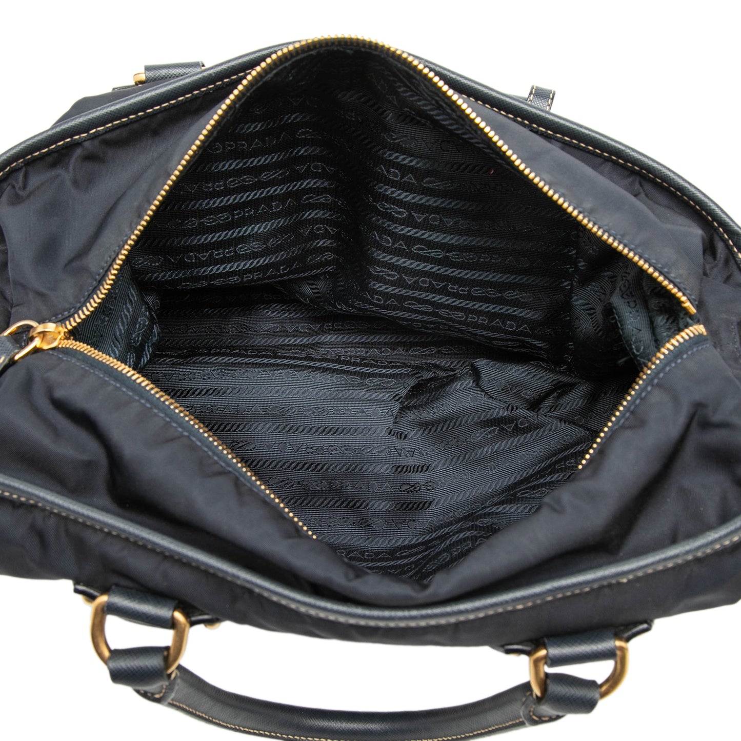 Prada Saffiano Trimmed Tessuto Satchel