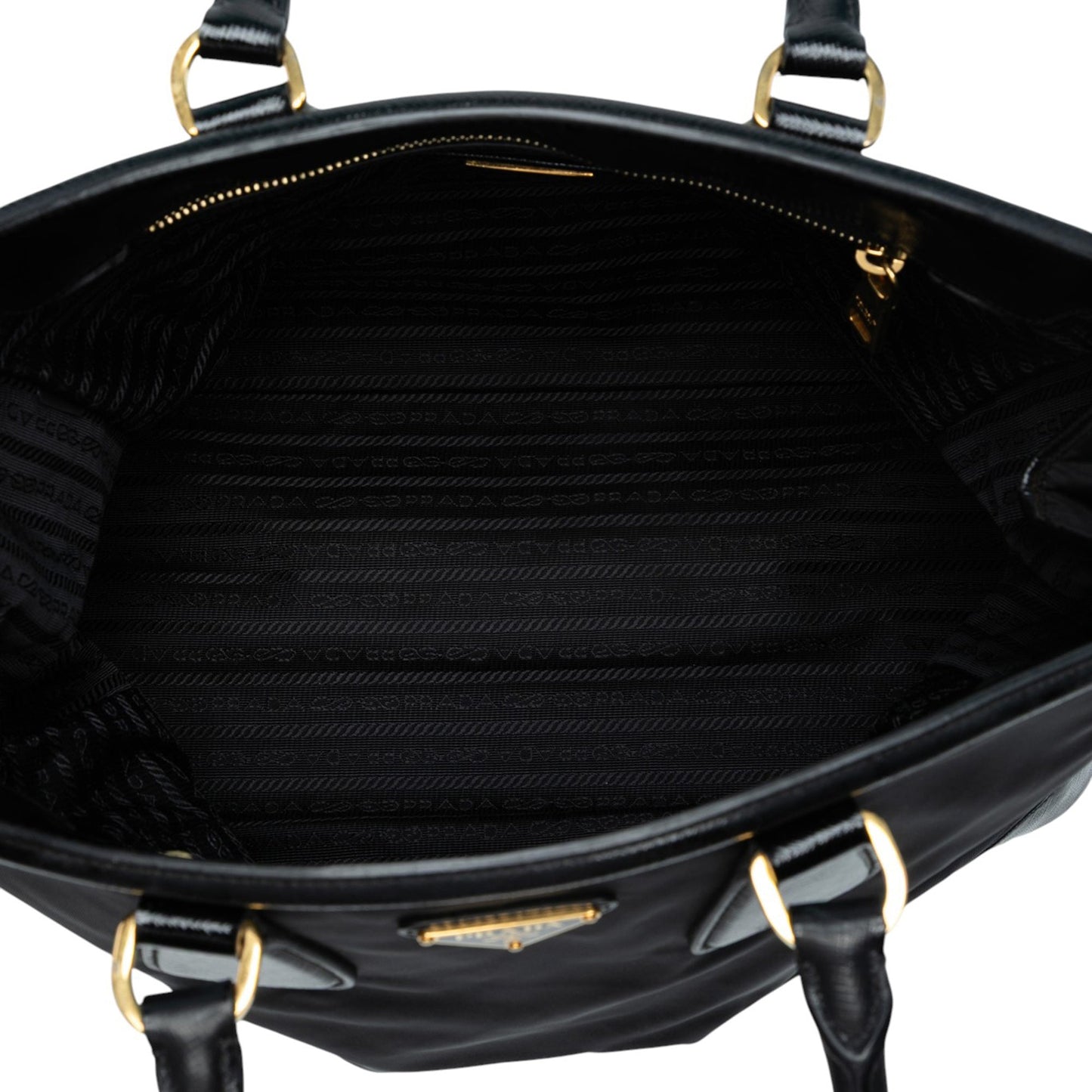 Prada Saffiano Vernice Trimmed Tessuto Parabole Tote