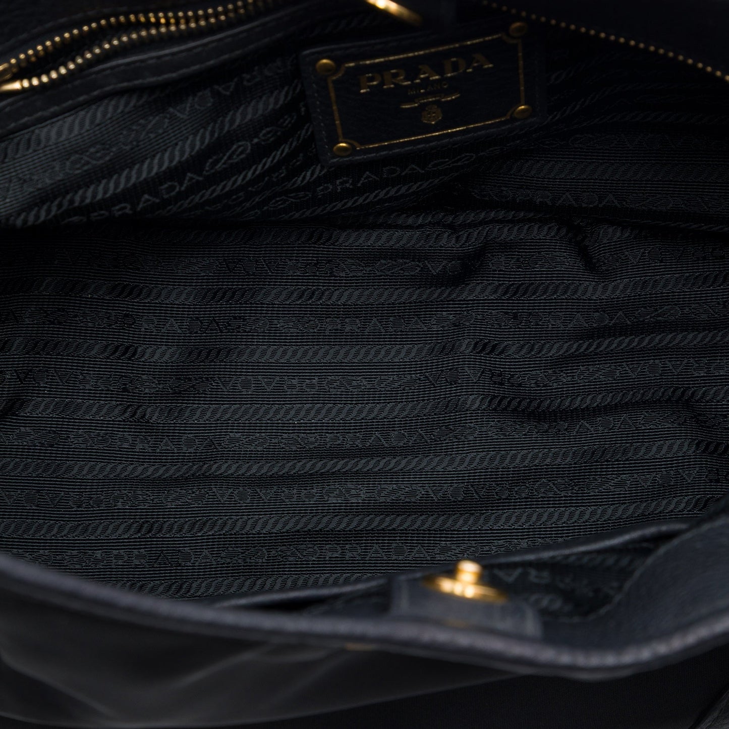 Prada Vitello Daino Trimmed Tessuto Handbag