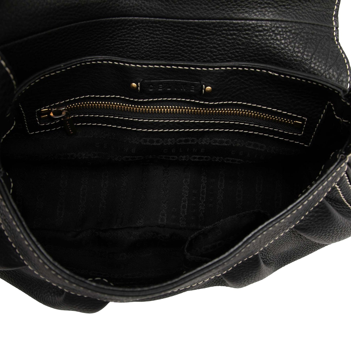 Celine Grained Leather Buckle Shoulder Bag