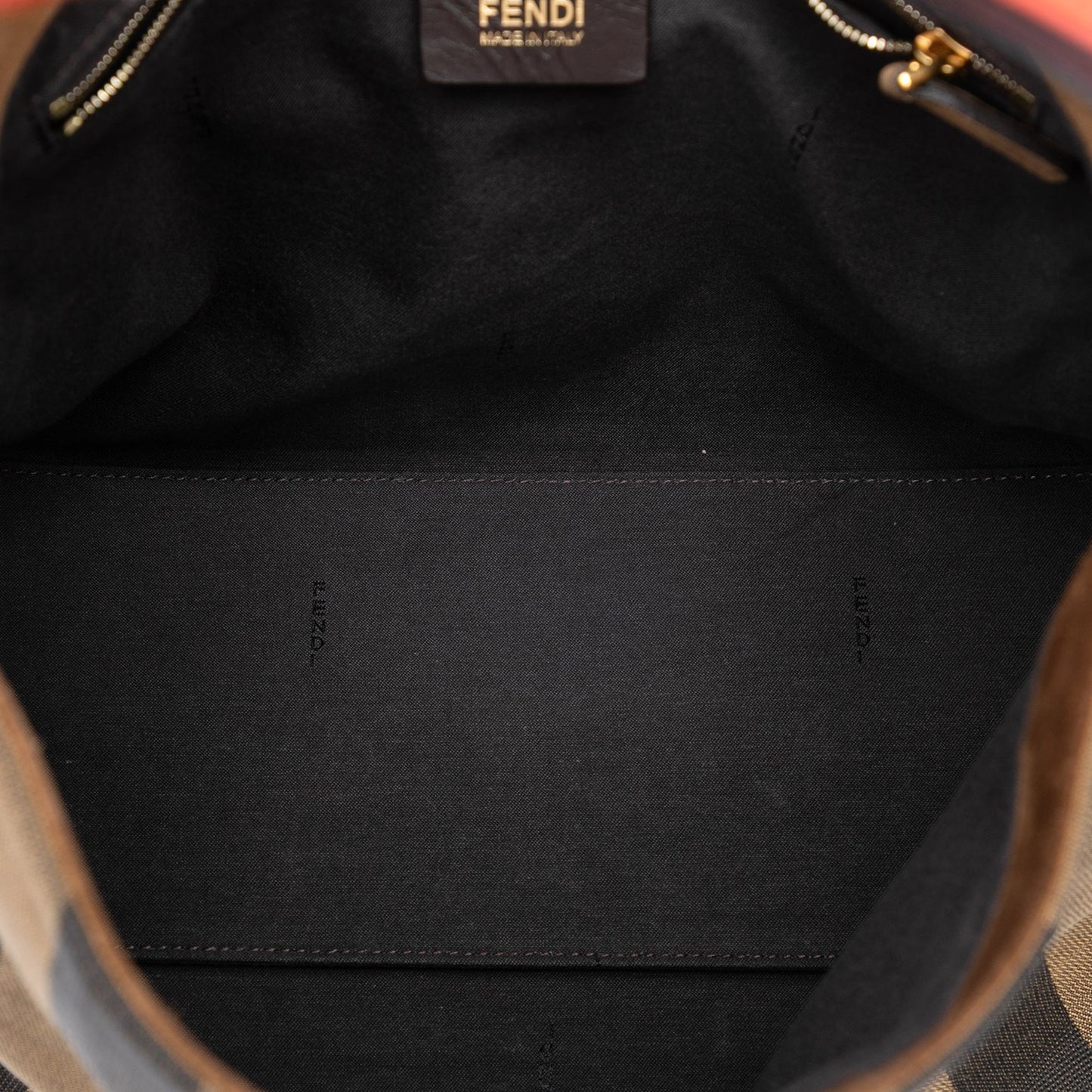 Fendi Canvas Pequin Shoulder Bag
