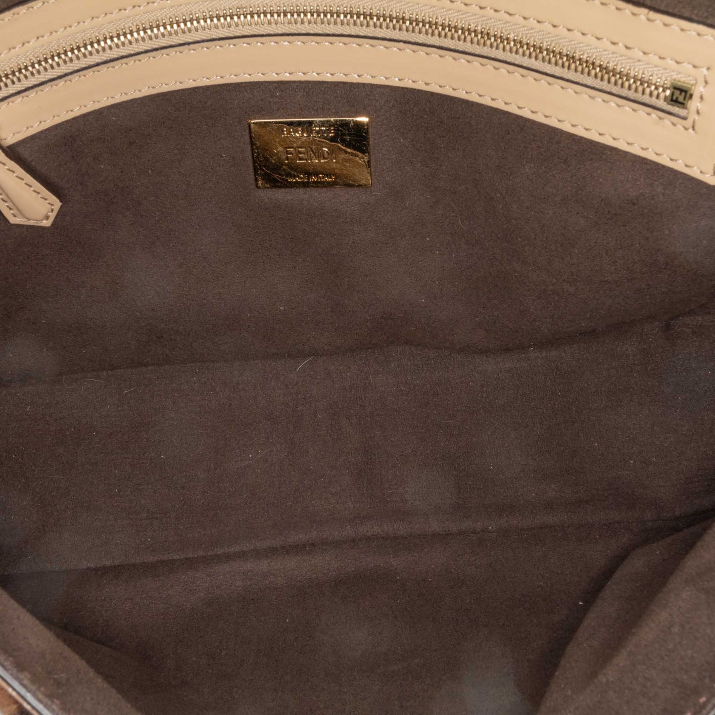 Fendi Shearling Pequin Baguette Satchel