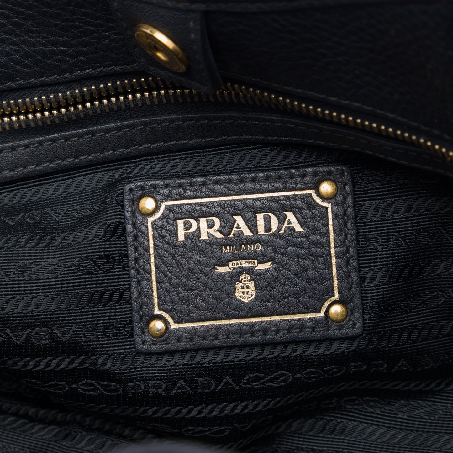 Prada Vitello Daino Trimmed Tessuto Handbag