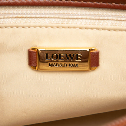 Loewe Croc Embossed Leather Trimmed Mesh Anagram Satchel