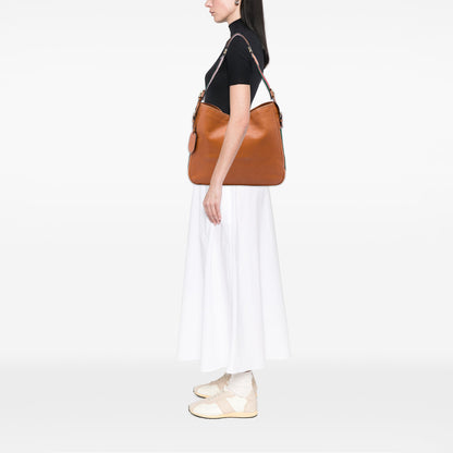 Gucci Medium Pebbled Calfskin Web Heritage Shoulder Bag