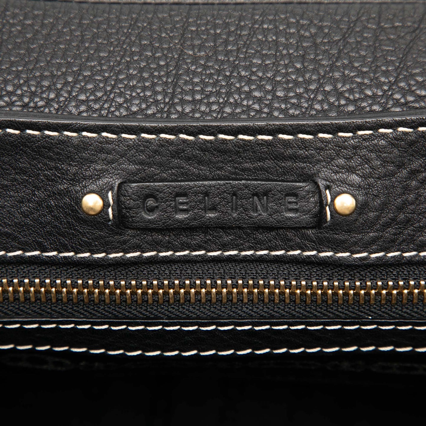 Celine Grained Leather Buckle Shoulder Bag