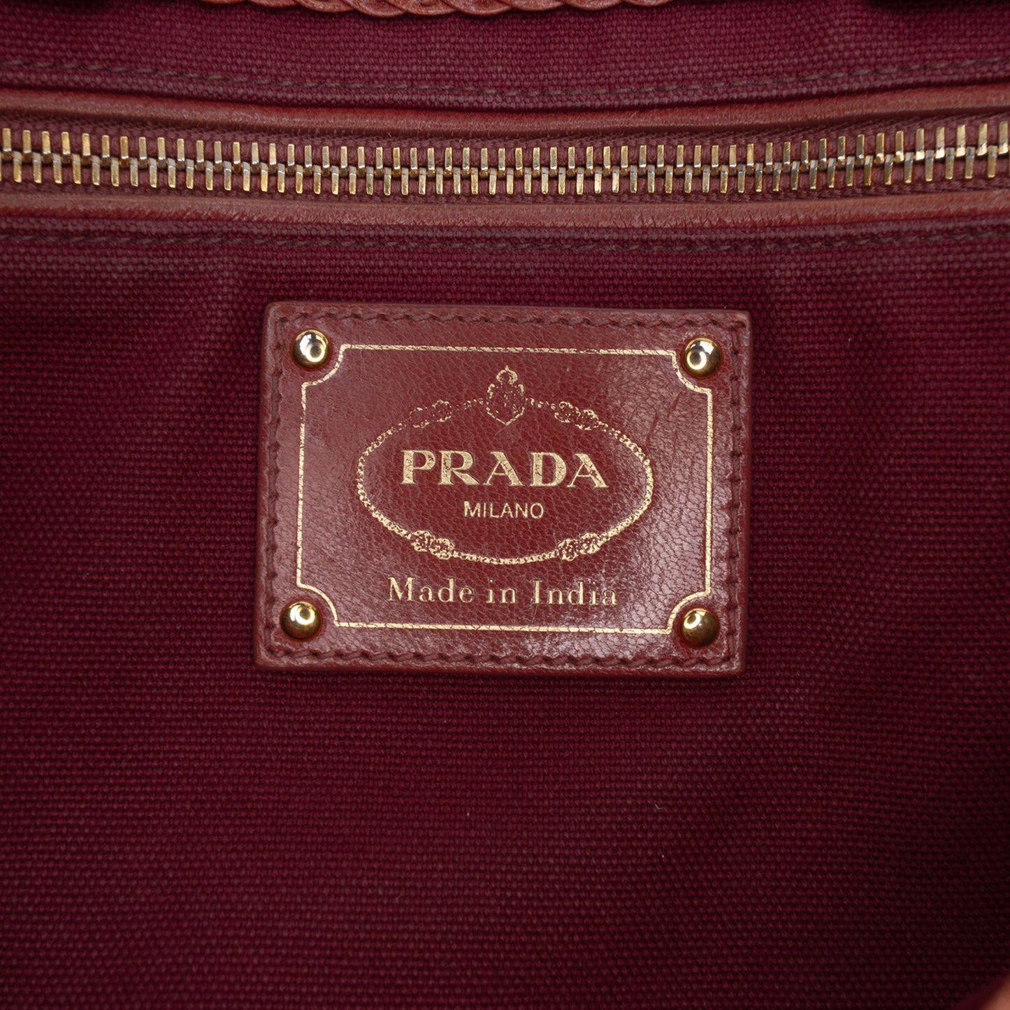 Prada Small Bicolor Woven Goatskin Madras Satchel