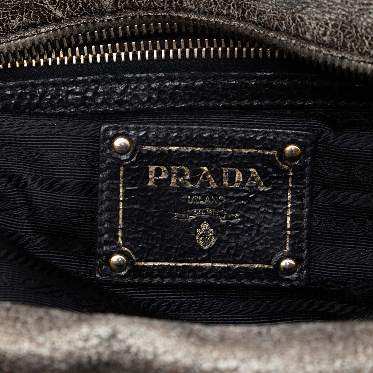 Prada Craquele Leather Studded Satchel