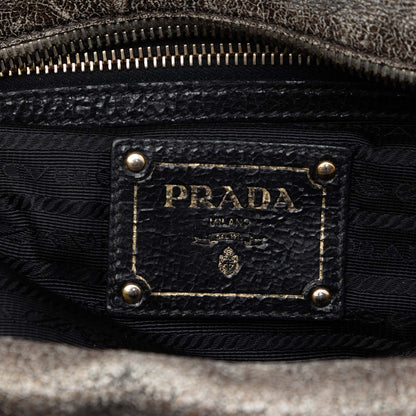 Prada Craquele Leather Studded Satchel