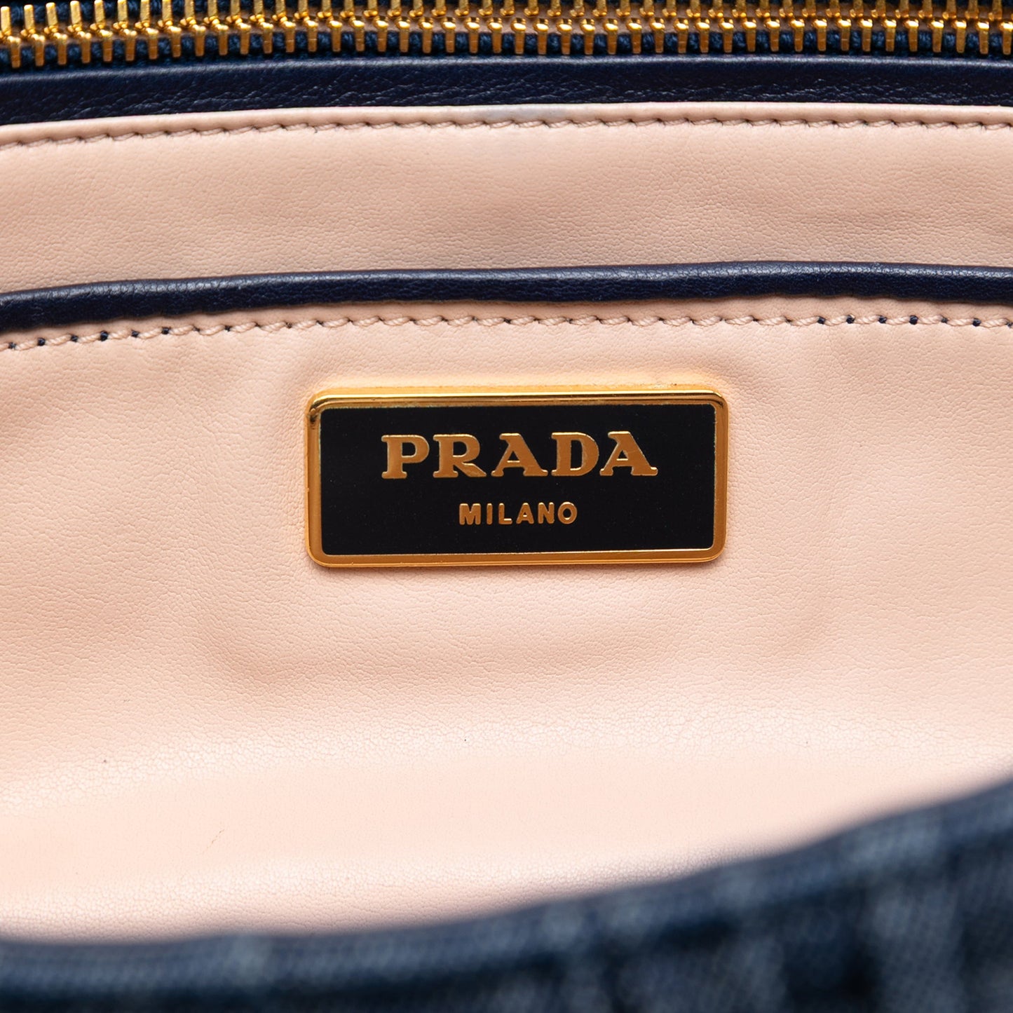 Prada Denim Gaufre Resin Chain Shoulder Bag