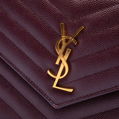 Saint Laurent Grain De Poudre Matelasse Chevron Monogram Chain Wallet
