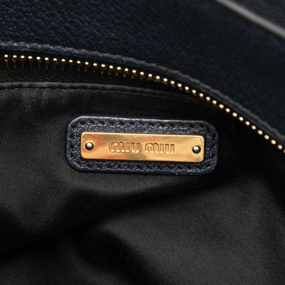 Miu Miu Goatskin Madras Front Pocket Satchel