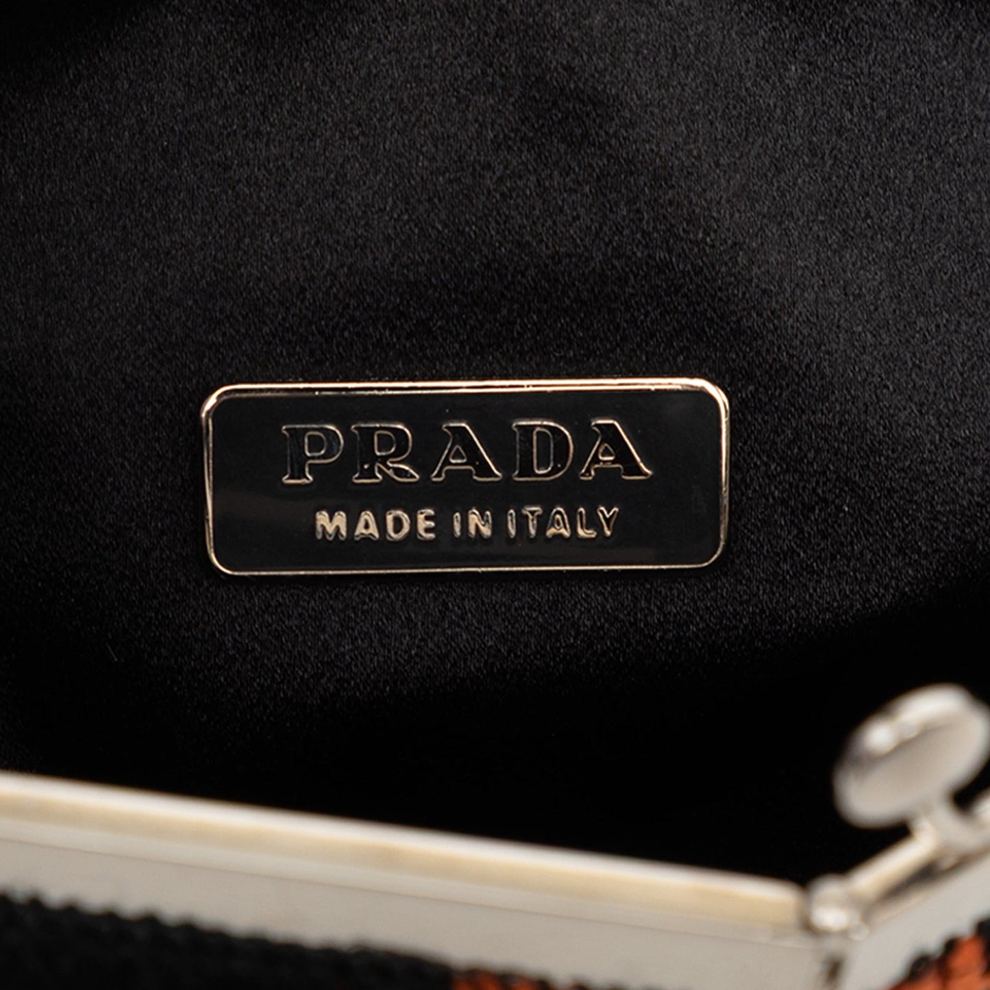 Prada Jacquard Kisslock Clutch with Chain