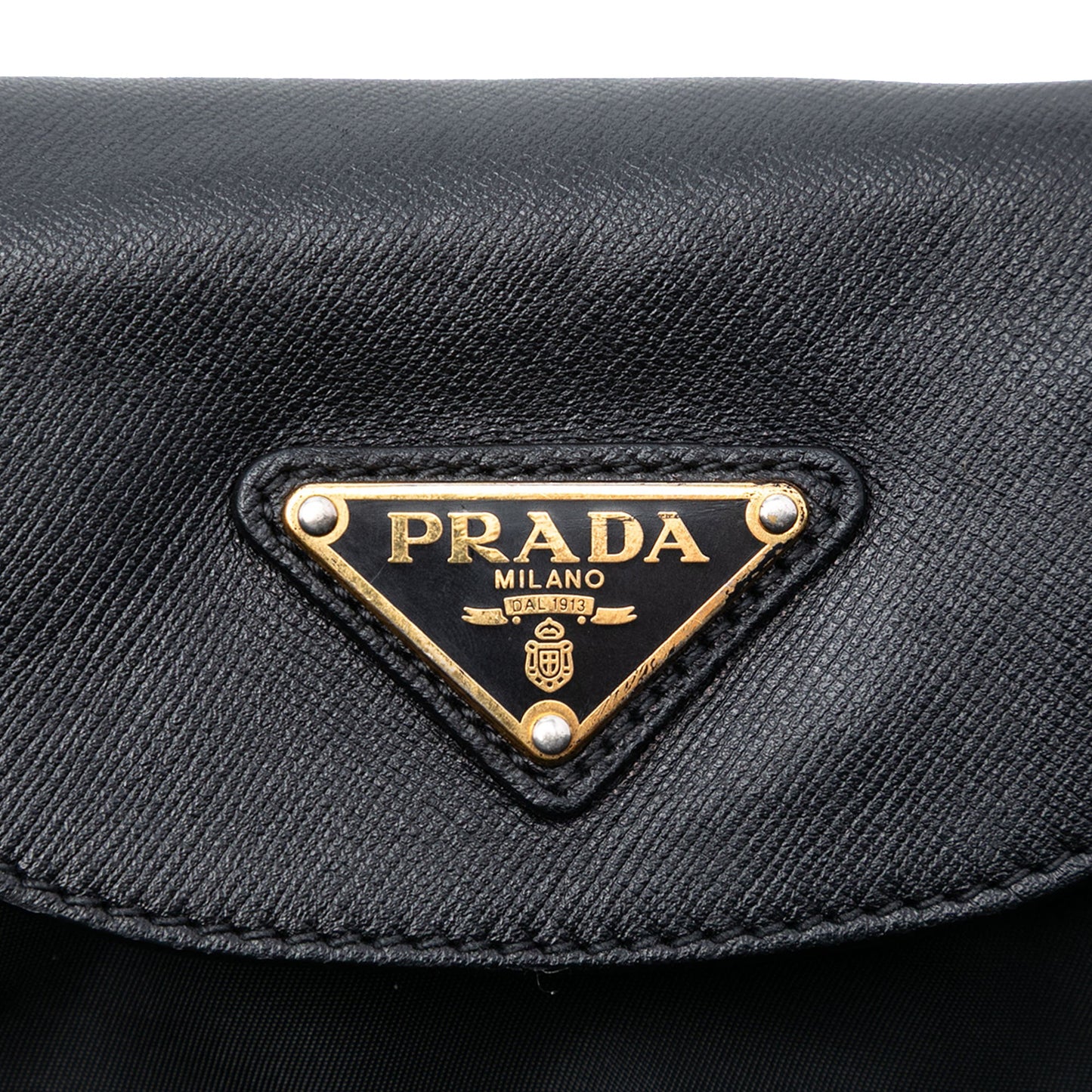 Prada Saffiano Trimmed Tessuto Satchel