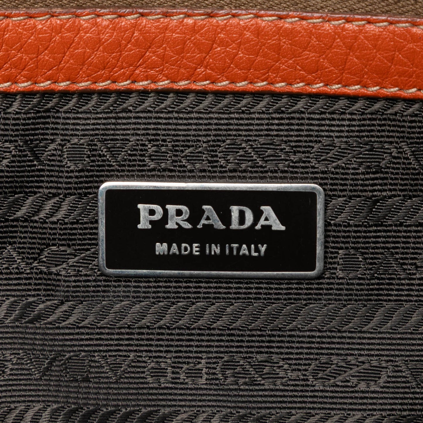Prada Vitello Daino Embossed Logo Bauletto