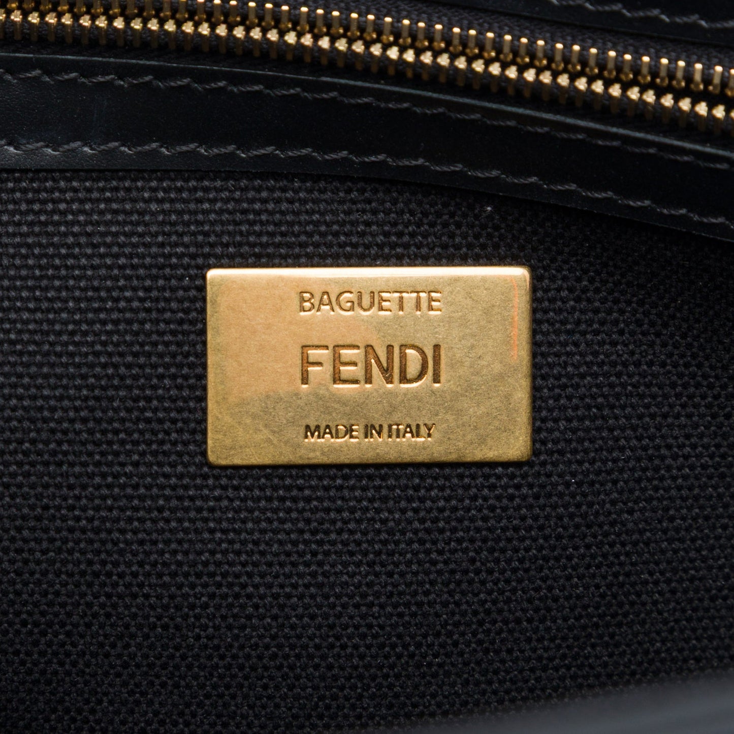 Fendi Zucca Embroidered Canvas Baguette Satchel