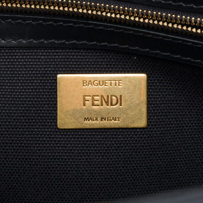 Fendi Zucca Embroidered Canvas Baguette Satchel