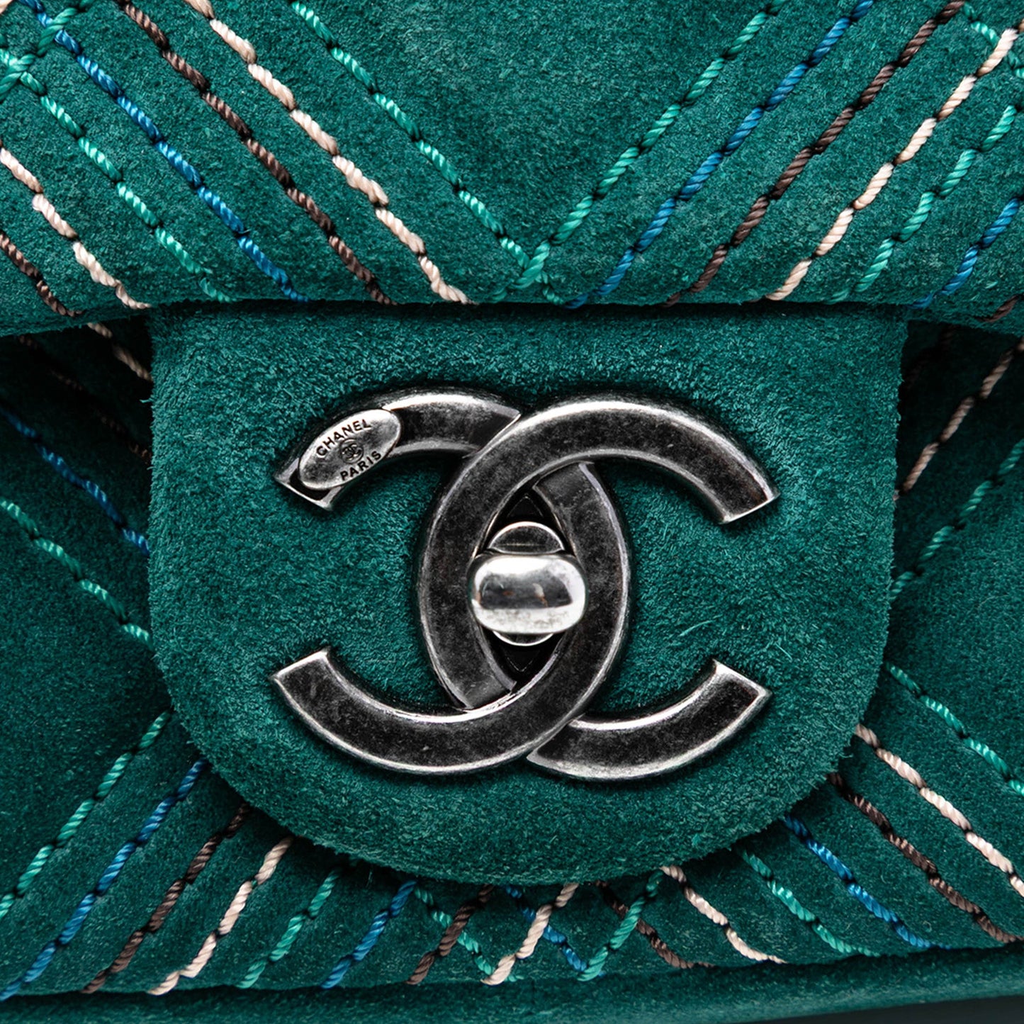 Chanel Paris Edinburgh Medium Stitched Suede Saltire Single Flap