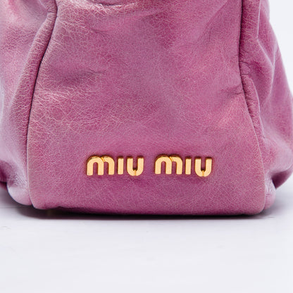 Miu Miu Bolso Satchel Bauletto con Fruncido Vitello Lux