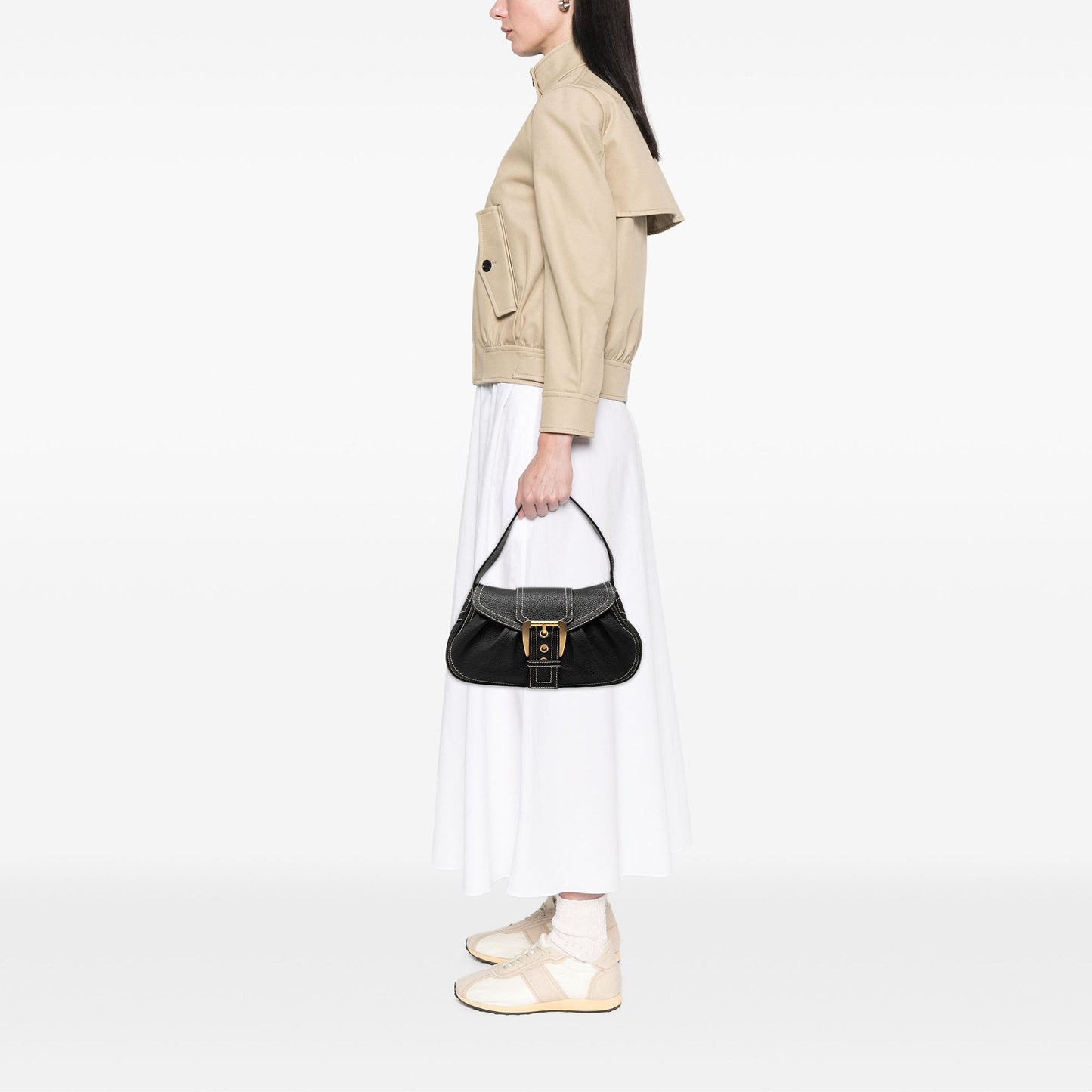 Celine Grained Leather Buckle Shoulder Bag