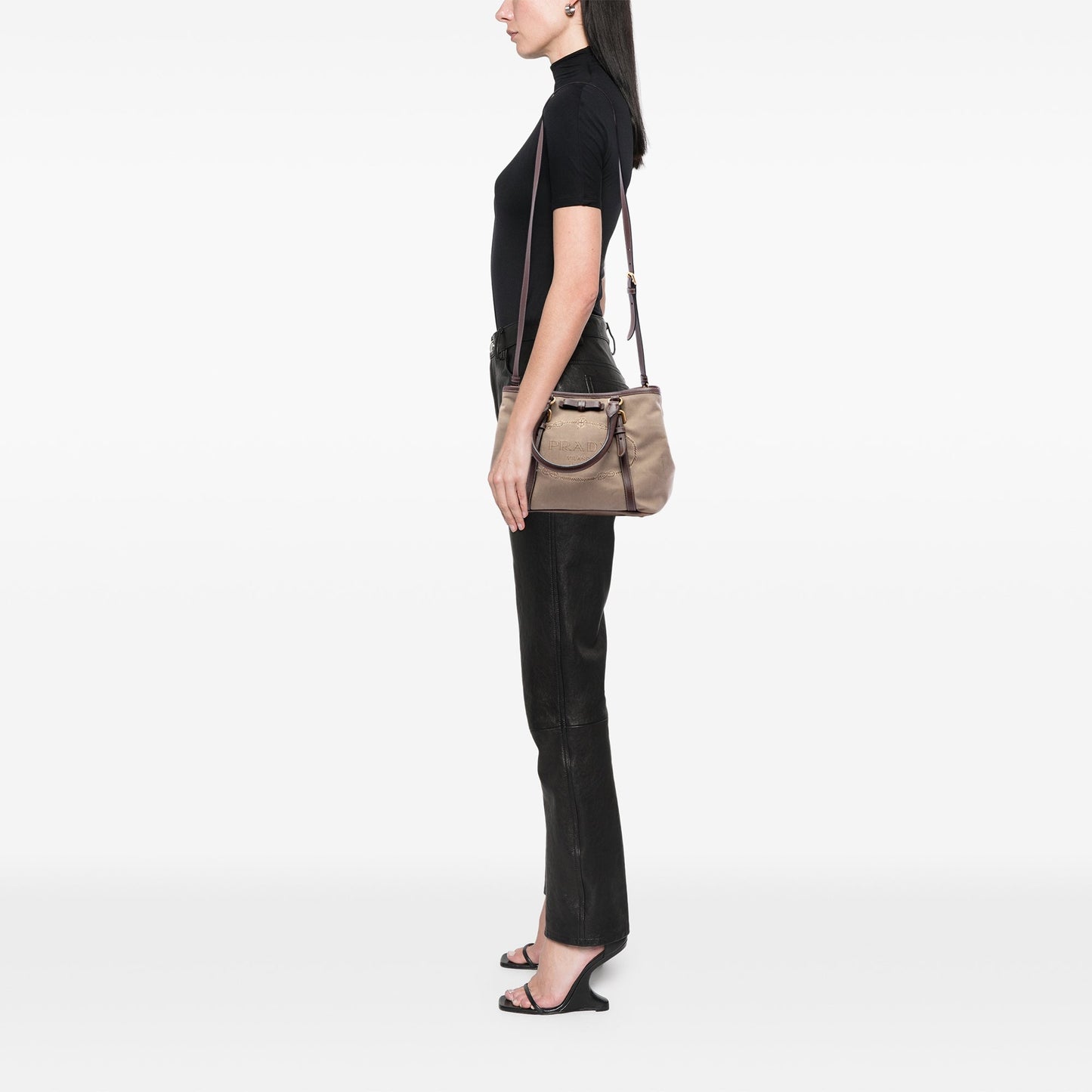 Prada Canvas Canapa Logo Bow Satchel