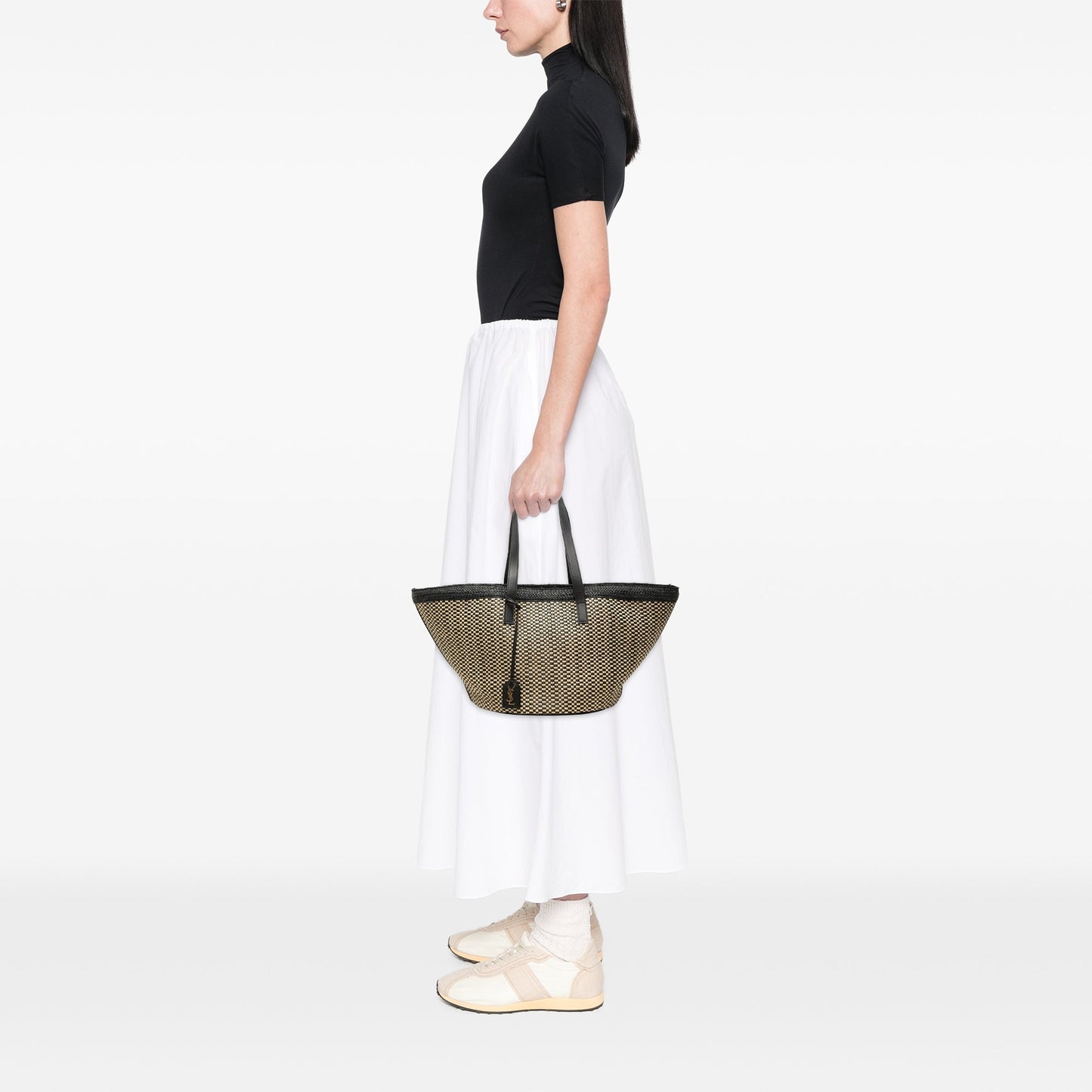 Saint Laurent Medium Raffia Panier Basket Shopper Tote