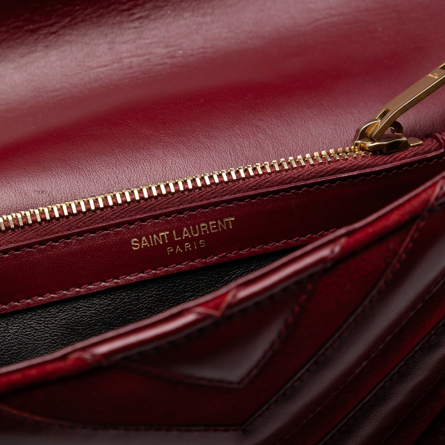 YSL Medium Calfskin and Suede Chevron Monogram College Satchel