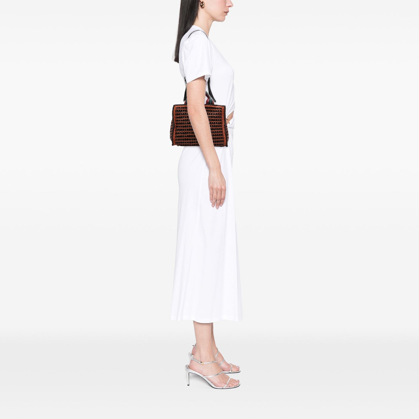 Prada Small Bicolor Woven Goatskin Madras Satchel