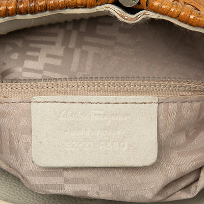 Ferragamo Leather and Wicker Shoulder Bag