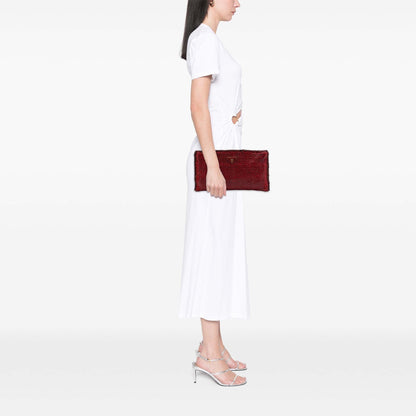 Prada Woven Goatskin Madras Zip Clutch