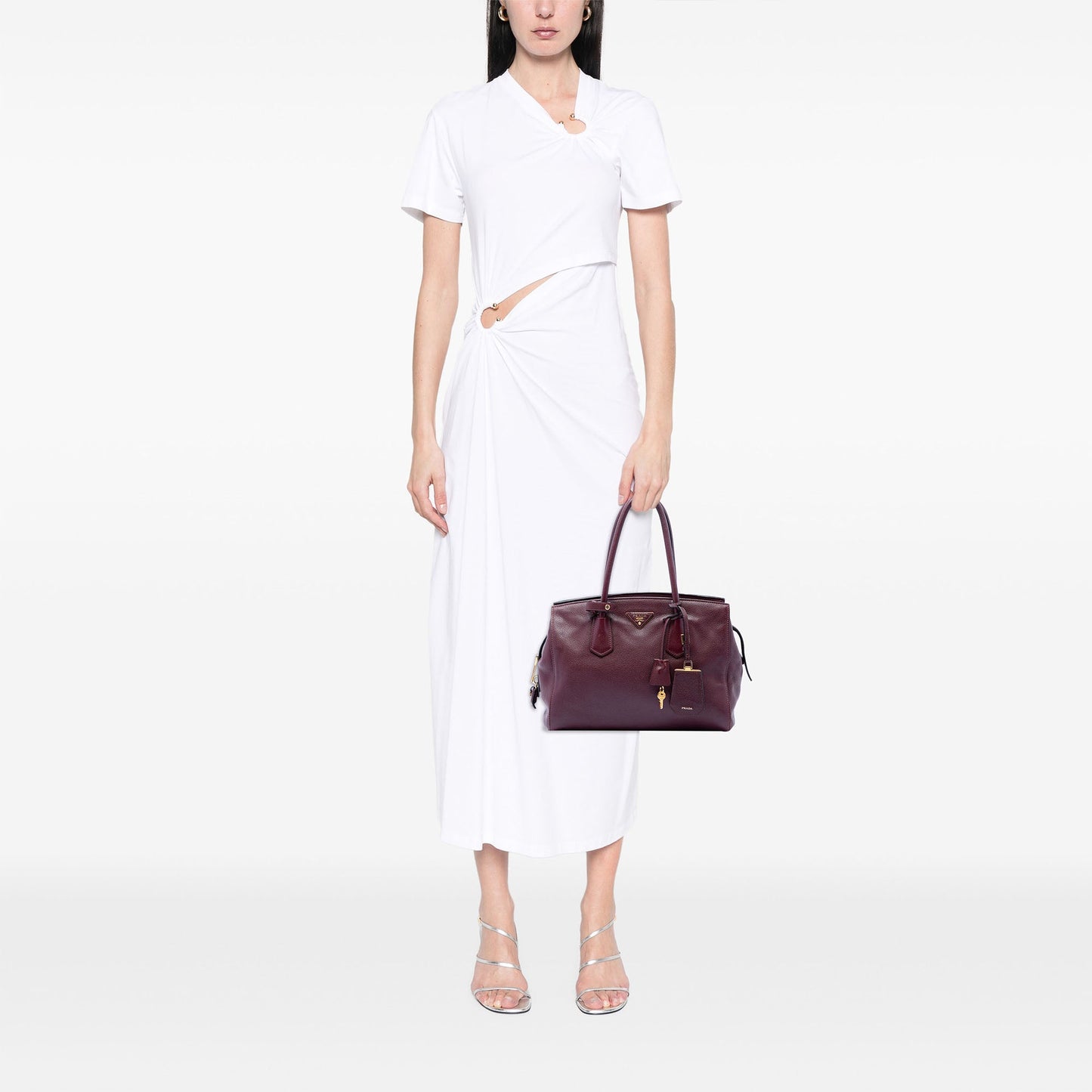Prada Vitello Daino Zip Top Convertible Tote