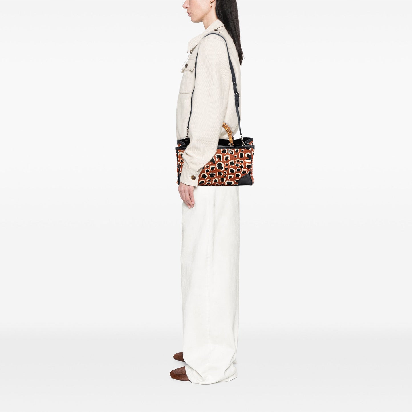 Gucci Medium Pony Hair Bamboo Shopper Satchel