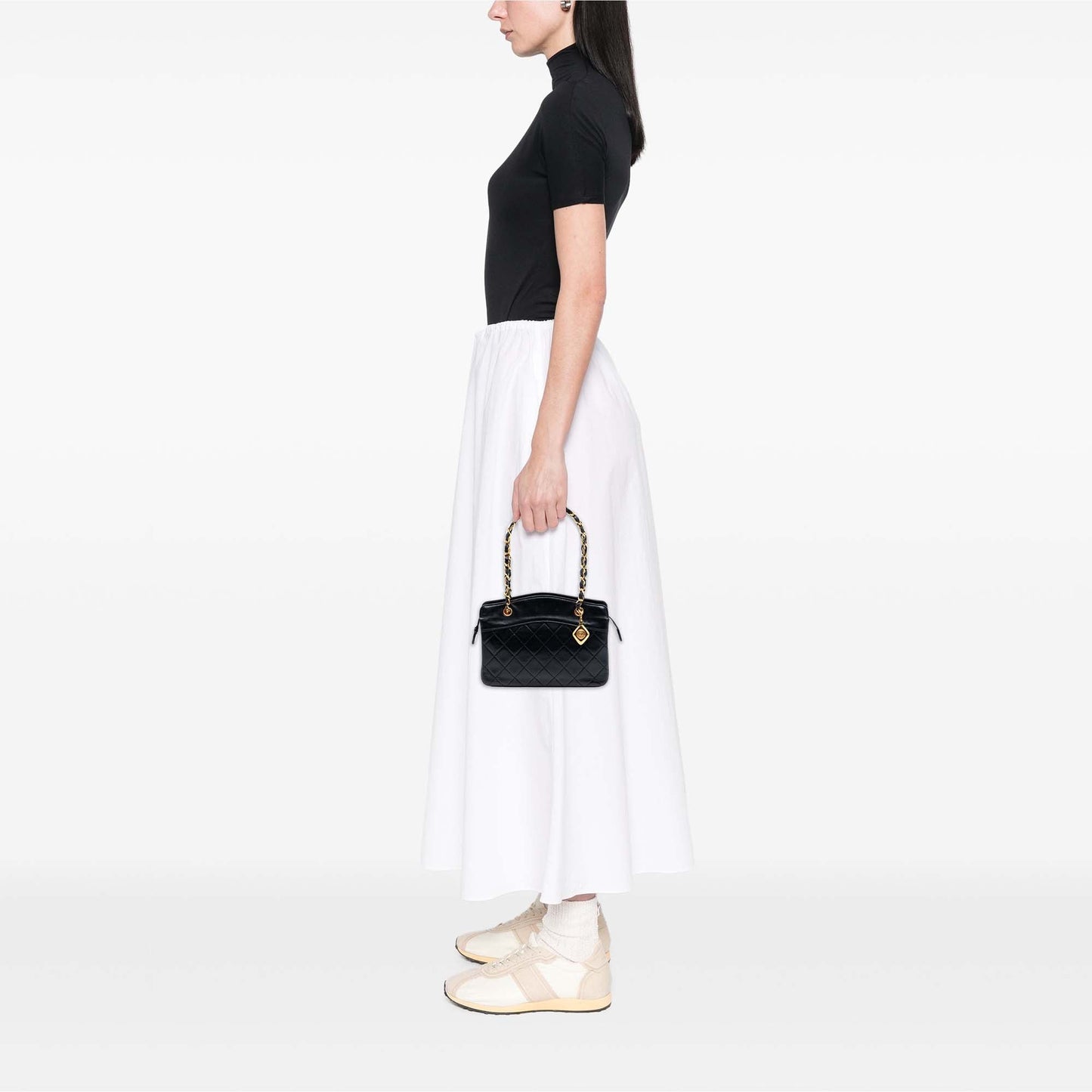 Chanel CC Quilted Lambskin Zip Handbag
