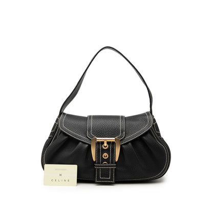 Celine Grained Leather Buckle Shoulder Bag