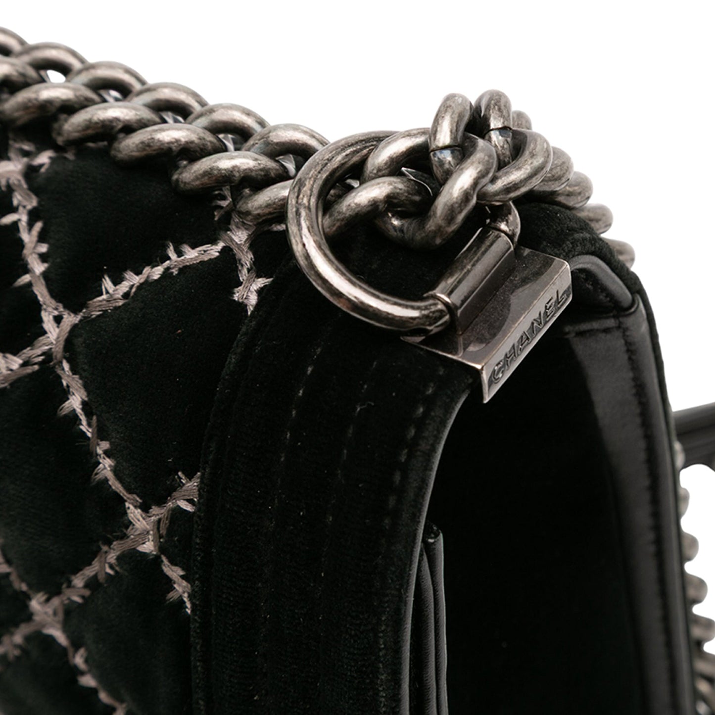 Chanel Medium Quilted Velvet Wild Stitch Boy Flap